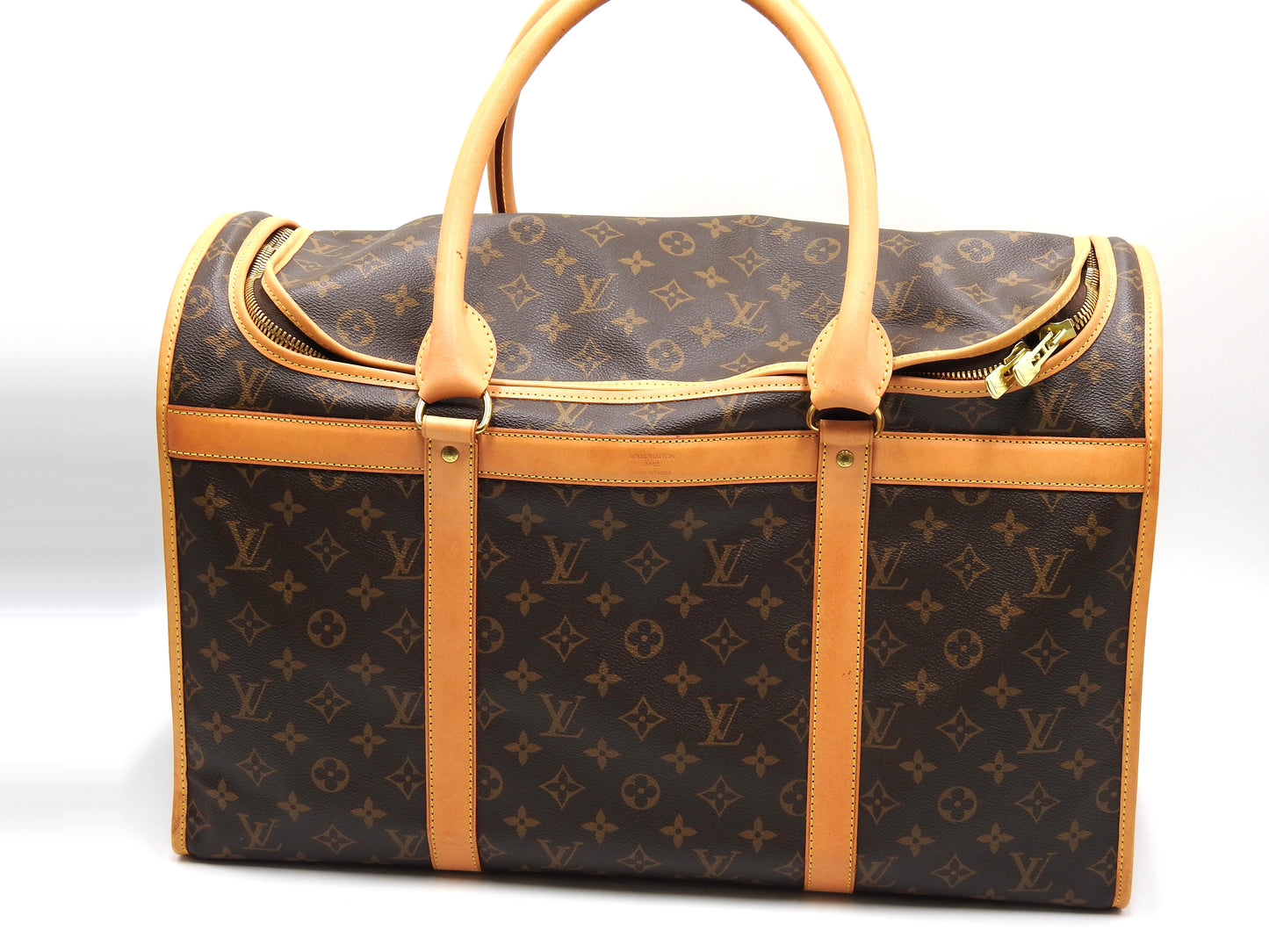 LOUIS VUITTON Monogram Sac Chien 50 Pet Carry Bag Hand Bag Gold M42021