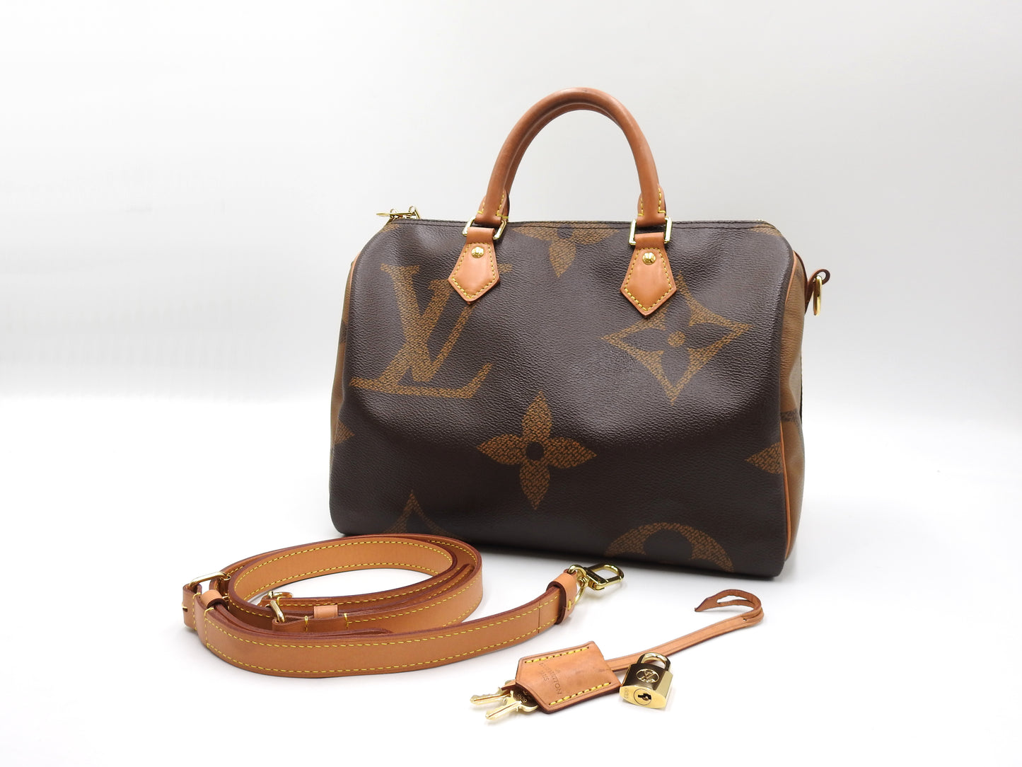 LOUIS VUITTON Monogram Reverse Giant Speedy 30 Bandouliere Hand Bag M44602