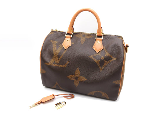 LOUIS VUITTON Monogram Giant Reverse Speedy 30 Boston Hand Bag N44602