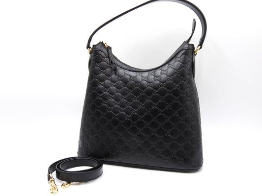 GUCCI Guccissima Hobo 2way Shoulder Bag Calf Leather Black Gold 414930