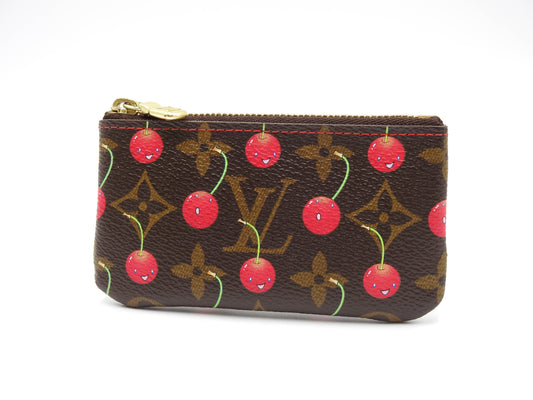 LOUIS VUITTON Monogram Cherry Porte Cles Zip Coin Purse Key Pouch M95042