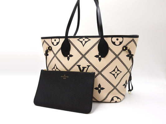 LOUIS VUITTON Monogram Empreinte Broderies Neverfull MM Tote Bag M46039