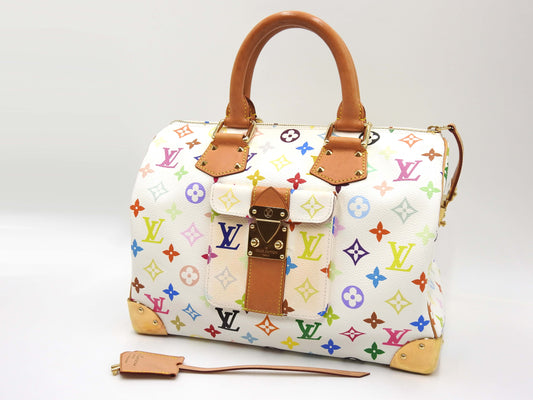LOUIS VUITTON Speedy 30 Boston Hand Bag Multicolor Bron White M92643
