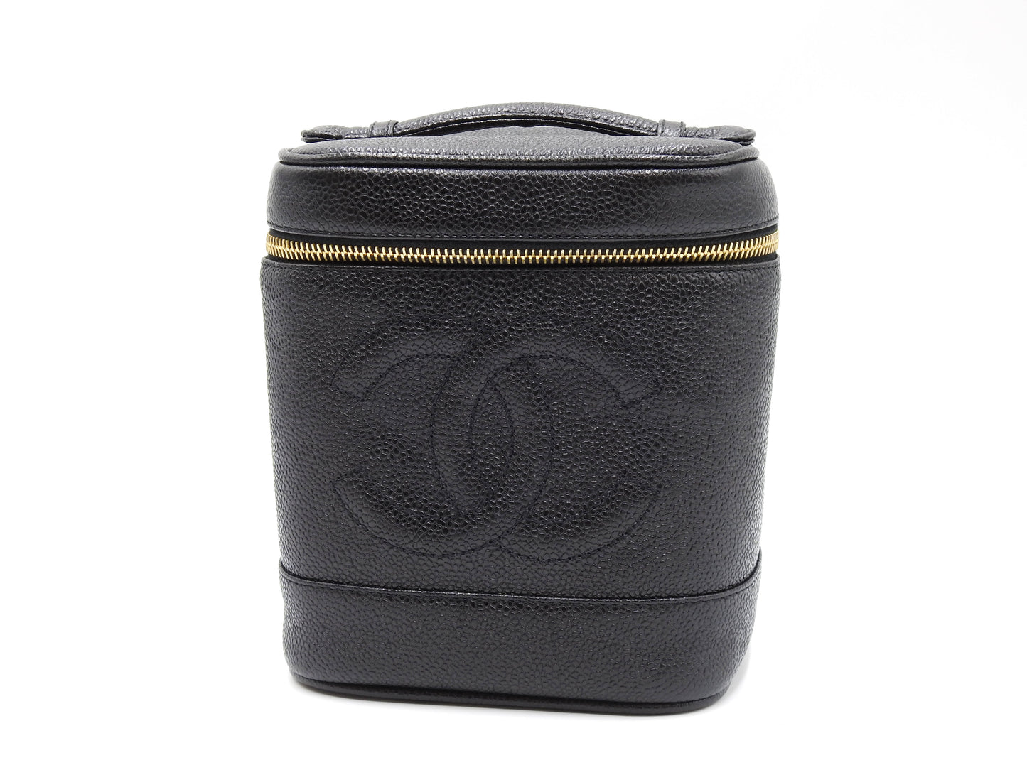 CHANEL CC Timeless Vanity Bag Cosmetic Pouch Caviarskin Black A01998