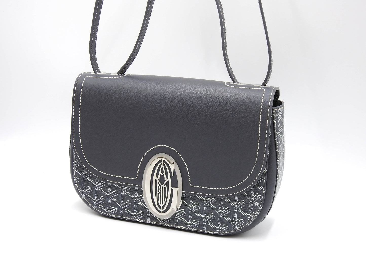 GOYARD Goyardine Sac 233 PM Shoulder Bag PVC Leather Grey Silver