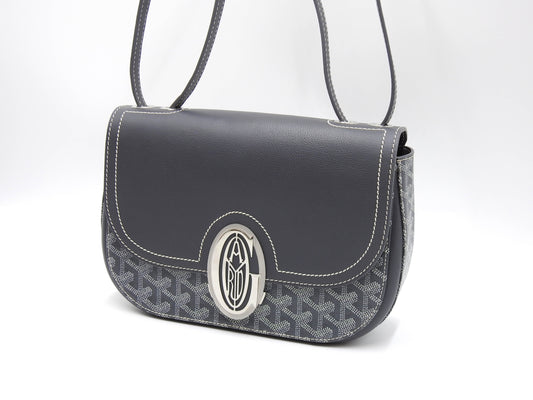 GOYARD Goyardine Sac 233 PM Shoulder Bag PVC Leather Grey Silver