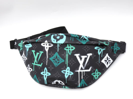 LOUIS VUITTON Monogram Eclipse Graffiti Discovery Bum Bag Green M21397