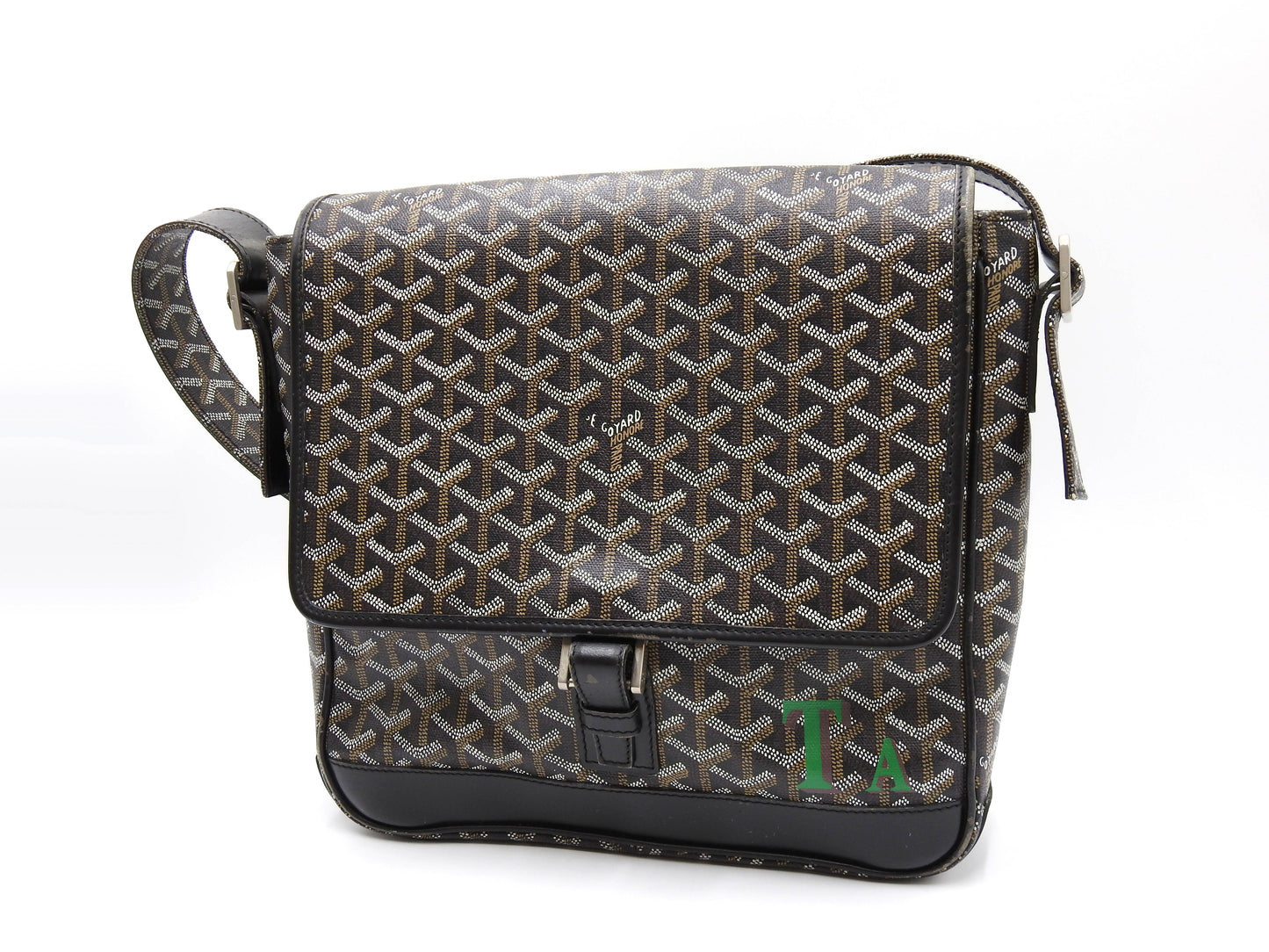 GOYARD Goyardine Grand Bleu MM Shoulder Bag PVC Canvas Leather Black Y-1802