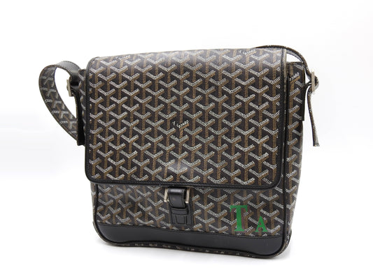 GOYARD Goyardine Grand Bleu MM Shoulder Bag PVC Canvas Leather Black Y-1802