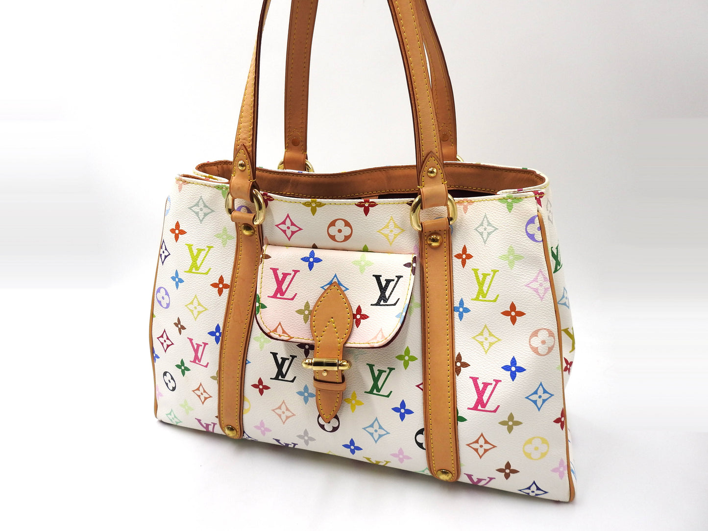 LOUIS VUITTON Aurelia MM Shoulder Tote Bag Multicolor Bron White M40094