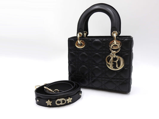 Christian Dior My Abc Lady Dior Small Shoulder Hand Bag Lambskin Black