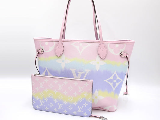 LOUIS VUITTON Monogram Escale Neverfull MM Shoulder Bag Pastel Pink M45270