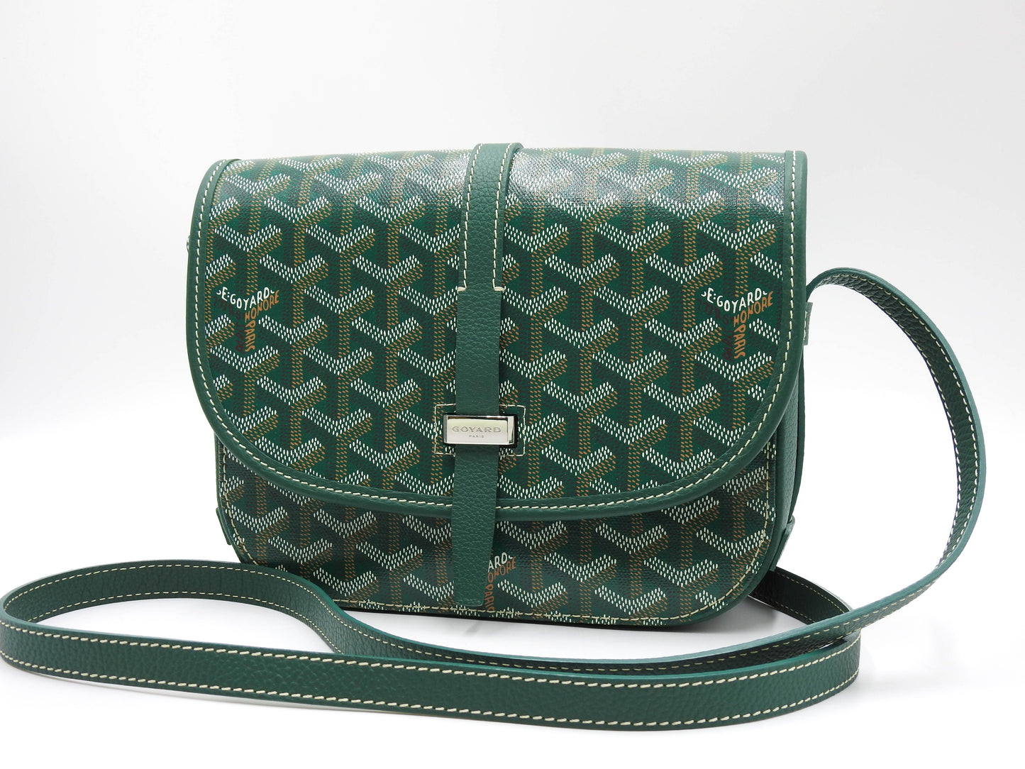 GOYARD Belvedere PM Shoulder Bag PVC Canvas Leather Green