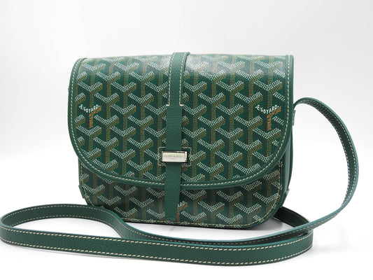 GOYARD Belvedere PM Shoulder Bag PVC Canvas Leather Green