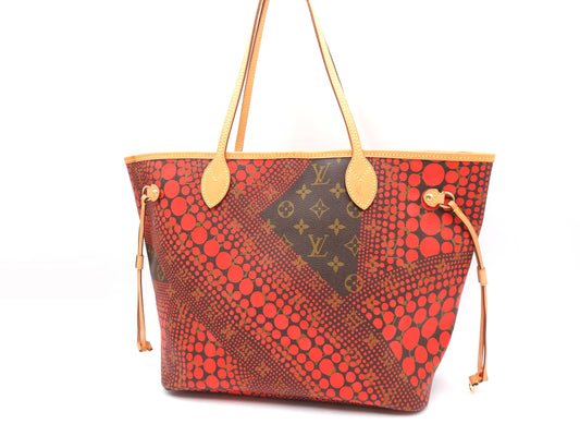 LOUIS VUITTON Monogram Wave Kusama Yayoi Neverfull MM Tote Bag Red M40686