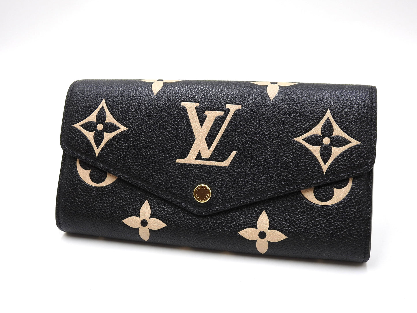 LOUIS VUITTON Monogram Empreinte Giant Sarah Wallet Black Beige M80496