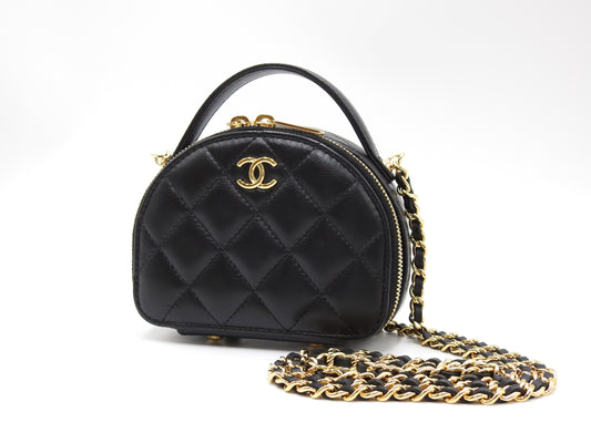 CHANEL Mini Chic Riviera Top Handle Vanity Shoulder Bag Lambskin AP3087