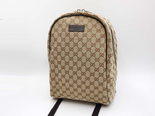 GUCCI Monogram GG Canvas Backpack Bag Beige Brown 449906 Outlet