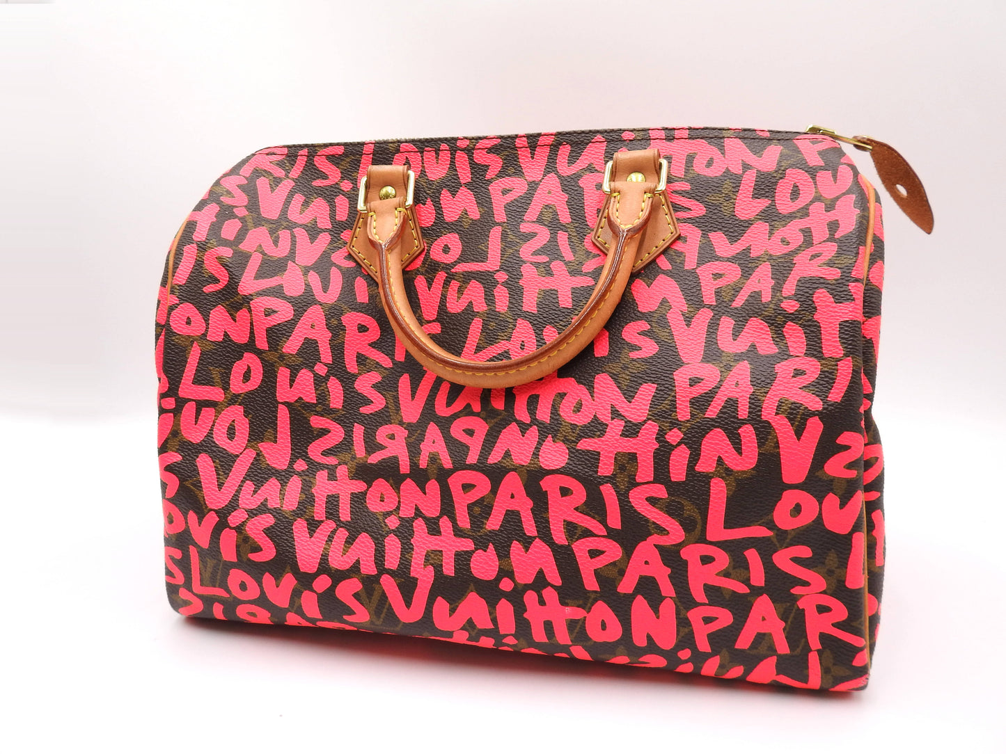 LOUIS VUITTON Monogram Graffiti Speedy 30 Hand Bag Boston Bag M93704 Pink
