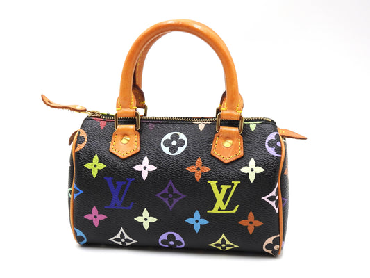 LOUIS VUITTON Monogram Mini Speedy Hand Bag Multicolor Noir Black M92644