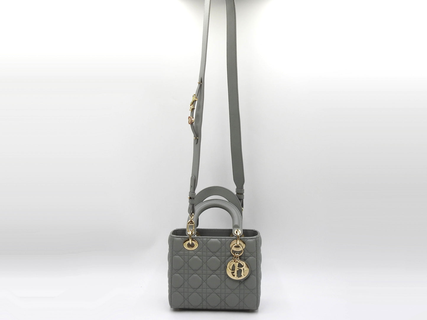 Christian Dior My ABC Lady Dior Small Shoulder Hand Bag Lambskin Gray