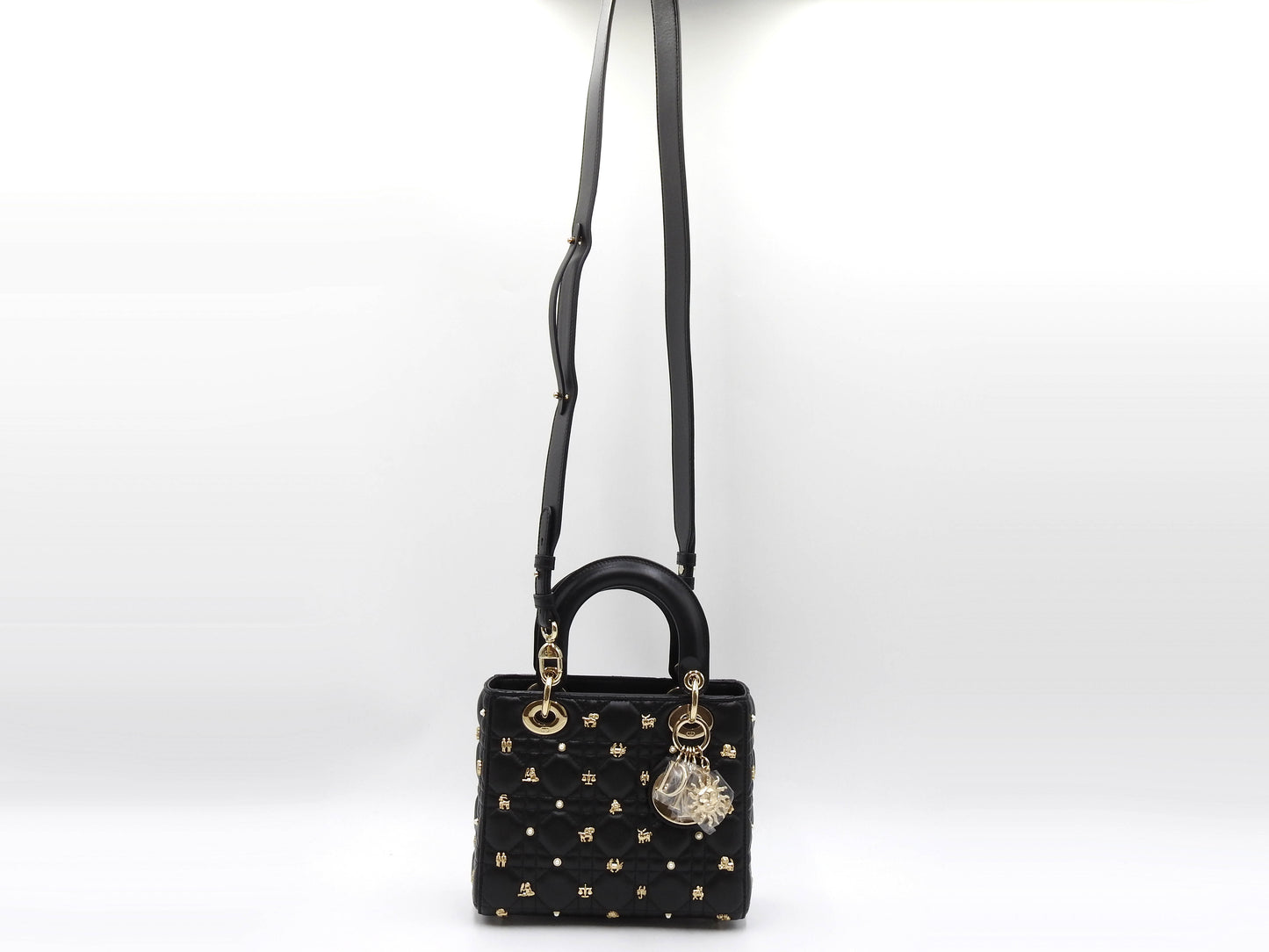 Christian Dior My ABCDIOR Lady Dior Small Studded Cannage Hand Bag Black