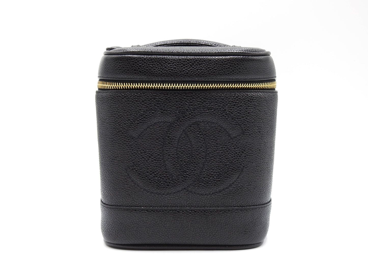CHANEL CC Timeless Vanity Bag Cosmetic Pouch Caviarskin Black A01998