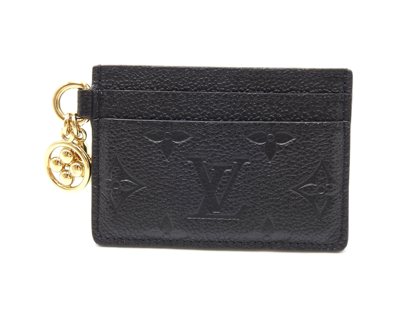 LOUIS VUITTON Monogram Empreinte LV Charm Card Holder Case Black M82132