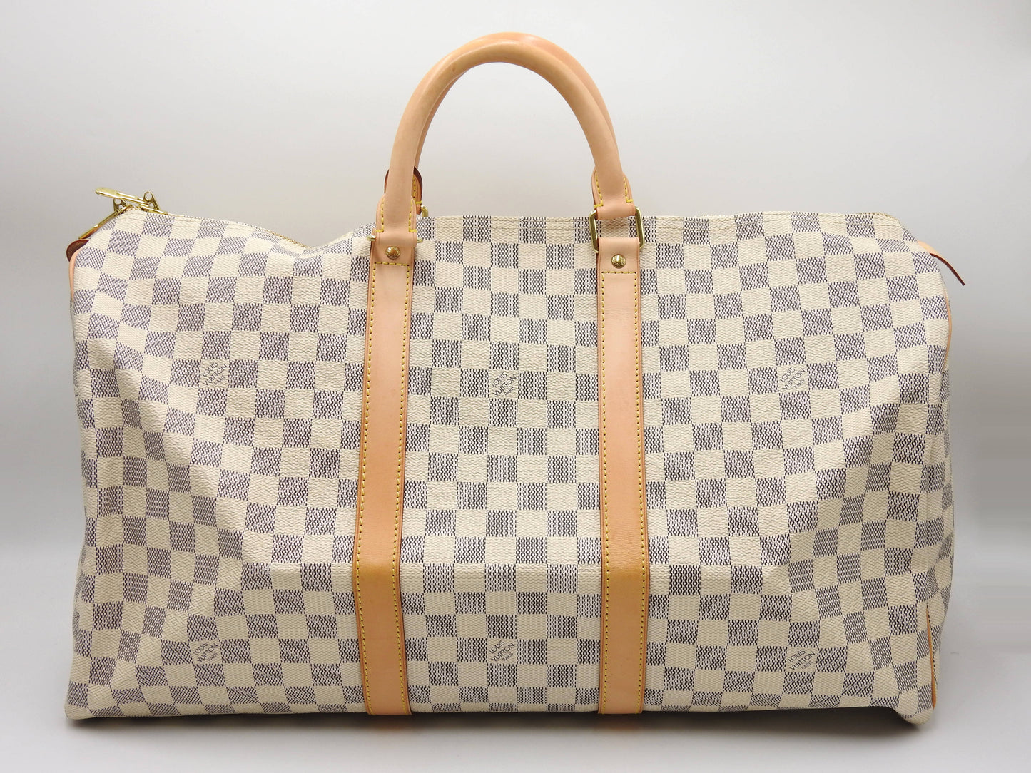 LOUIS VUITTON Damier Azur Keepall 50 Boston Bag Travel Bag N41430