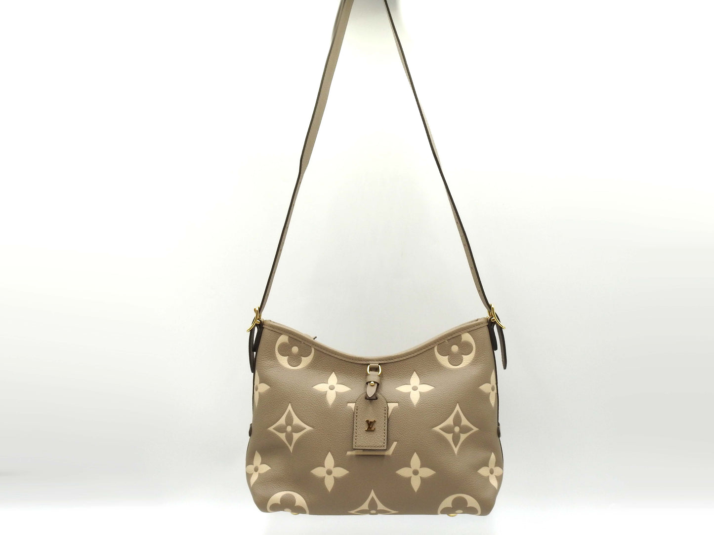 LOUIS VUITTON Monogram Empreinte Carryall Zip NM PM Dove Cream M47180