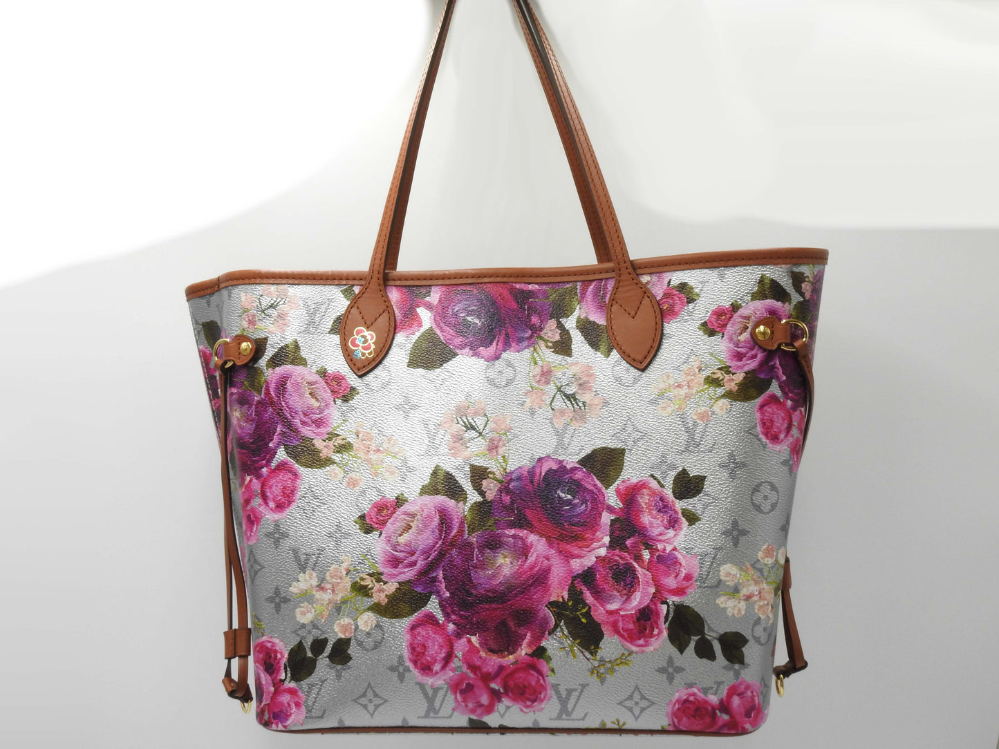 LOUIS VUITTONL LV Monogram Garden Neverfull MM Shoulder Bag Silver M21352