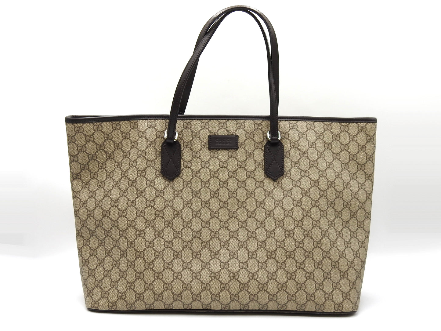 GUCCI GG Supreme Leather Large Tote Bag Monogram Beige Brown 406403