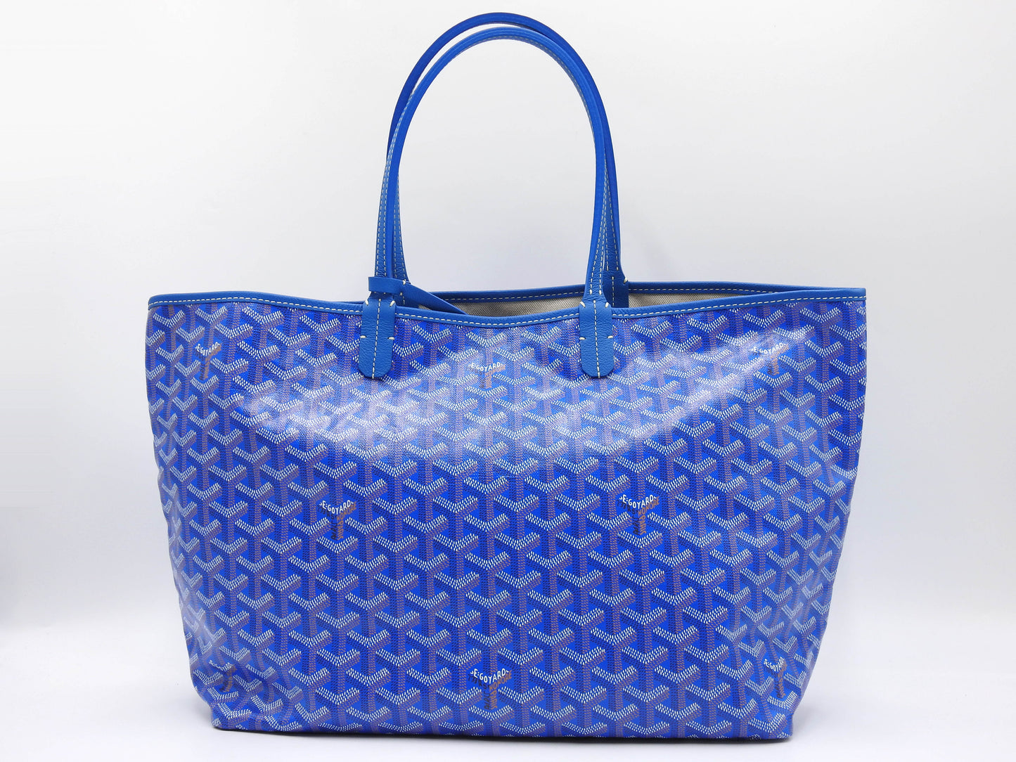GOYARD Saint Louis PM Shoulder Tote Bag PVC Leather Blue with Pouch