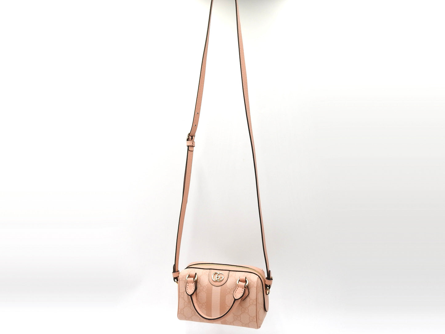 GUCCI GG Ophidia Supreme 2way Shoulder Boston Hand Bag Leather Pink 781490