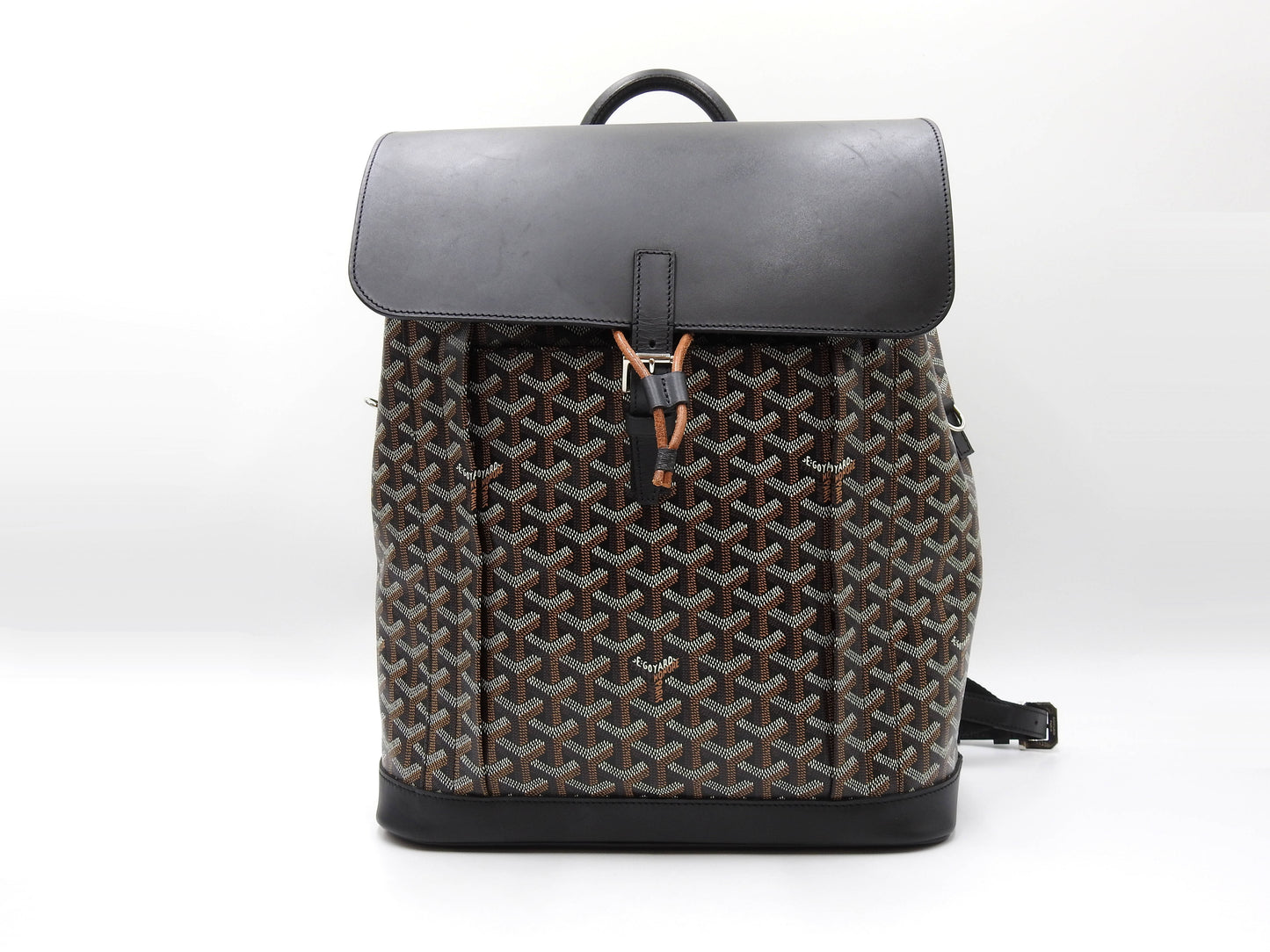 GOYARD Goyardine ALPIN Backpack Bag MM PVC Canvas Leather Black