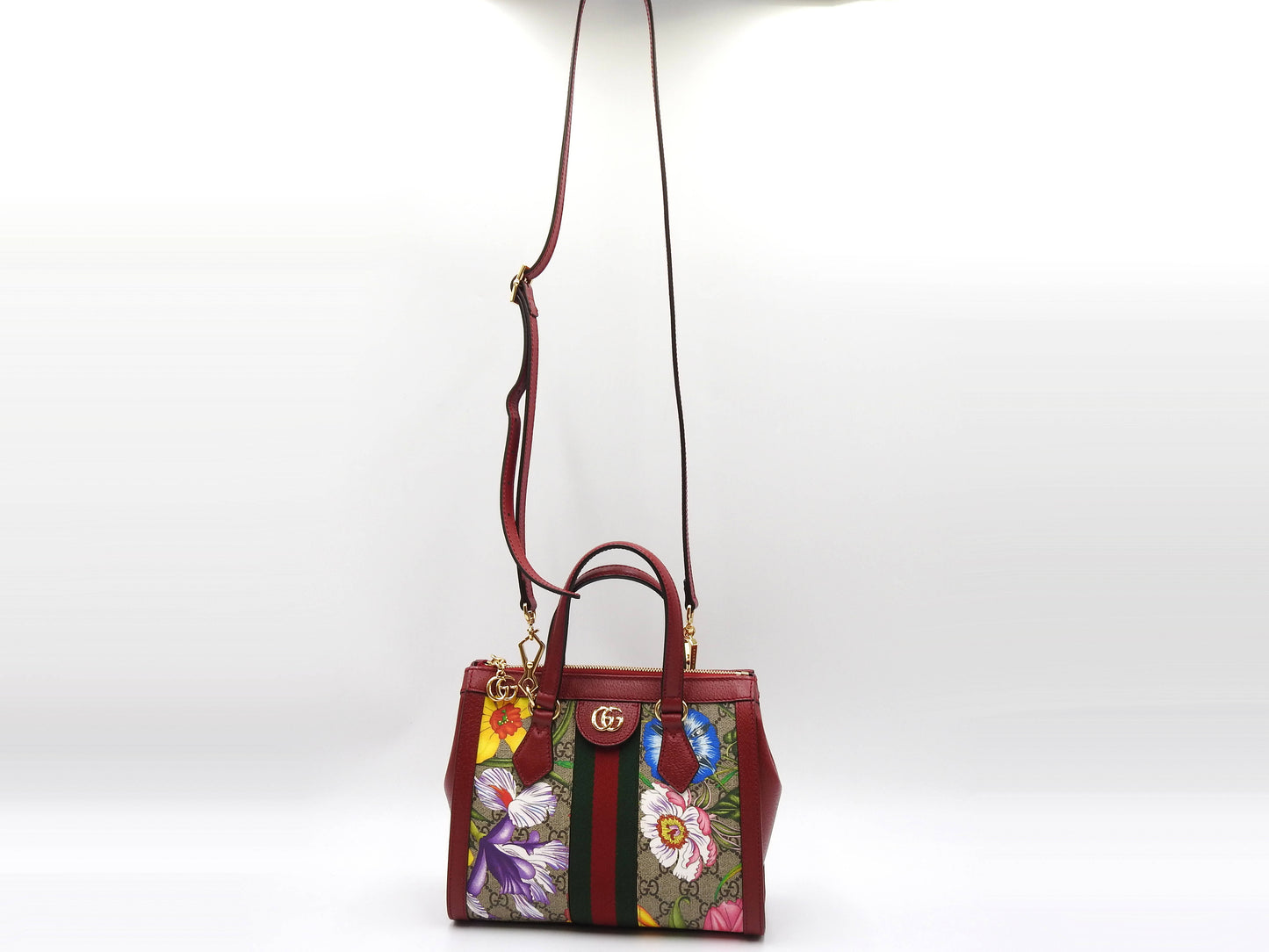 GUCCI GG Flora Supreme Ophidia Shoulder Tote Bag Beige Red 547551