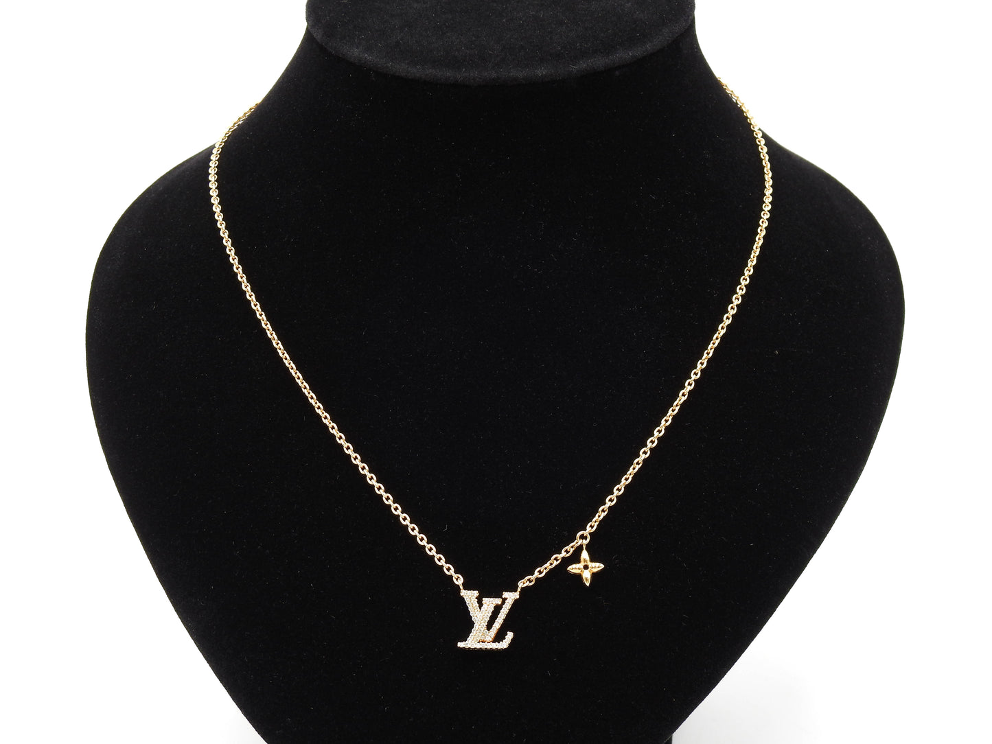 LOUIS VUITTON Collier LV Iconic Pendant Necklace GP Rhinestone Gold M00596