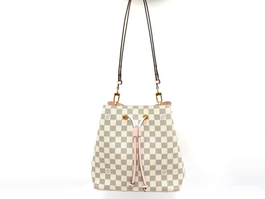 LOUIS VUITTON Damier Azur NeoNoe Shoulder Bag Canvas Rose Pink N40152