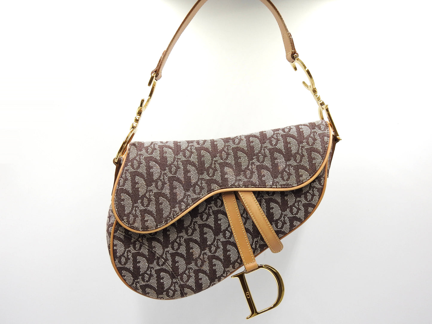 Christian Dior Trotter Oblique Saddle Bag Shoulder Hand Bag Canvas Brown