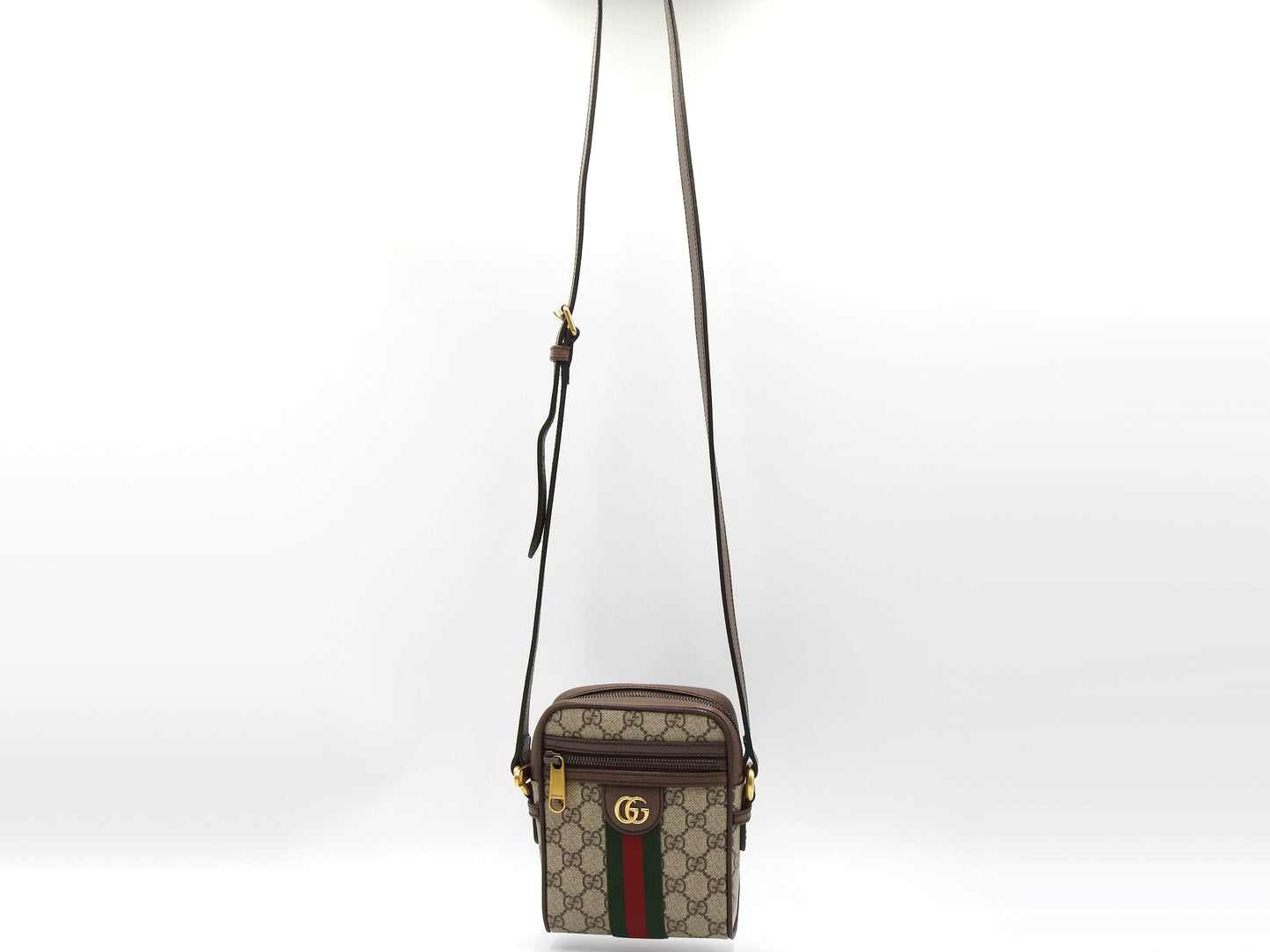 GUCCI GG Supreme Web Ophidia Crossbody Shoulder Bag Beige Brown 598127