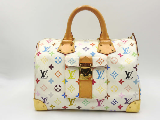 LOUIS VUITTON Speedy 30 Boston Hand Bag Multicolor Bron White M92643