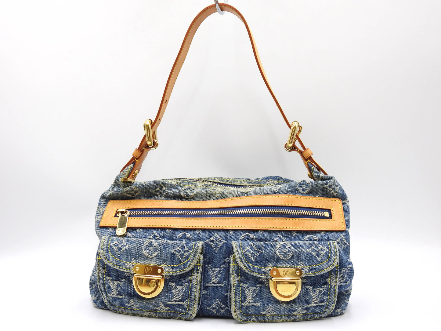 LOUIS VUITTON Baggy PM Monogram Denim Hand Bag Shoulder Bag Blue M95049