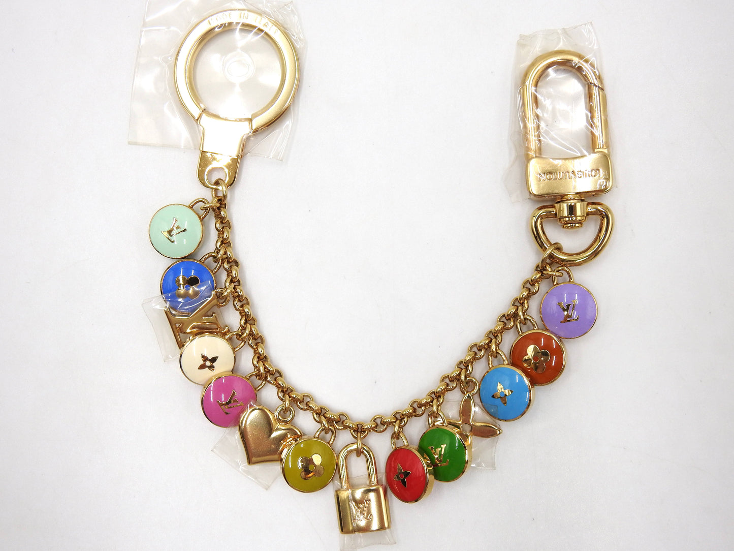 LOUIS VUITTON Porte Cles Chaine Pastille Bag Charm Key Holder Gold M65380