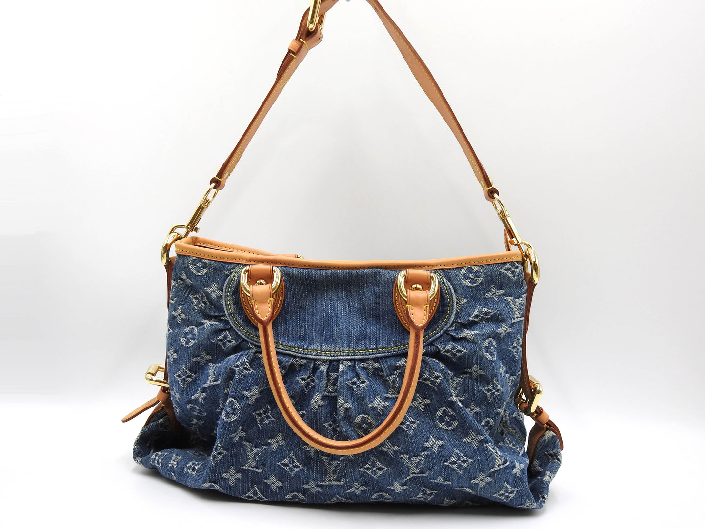 Louis Vuitton Neo Cabby MM Monogram Denim Hand Shoulder Bag Blue M95349