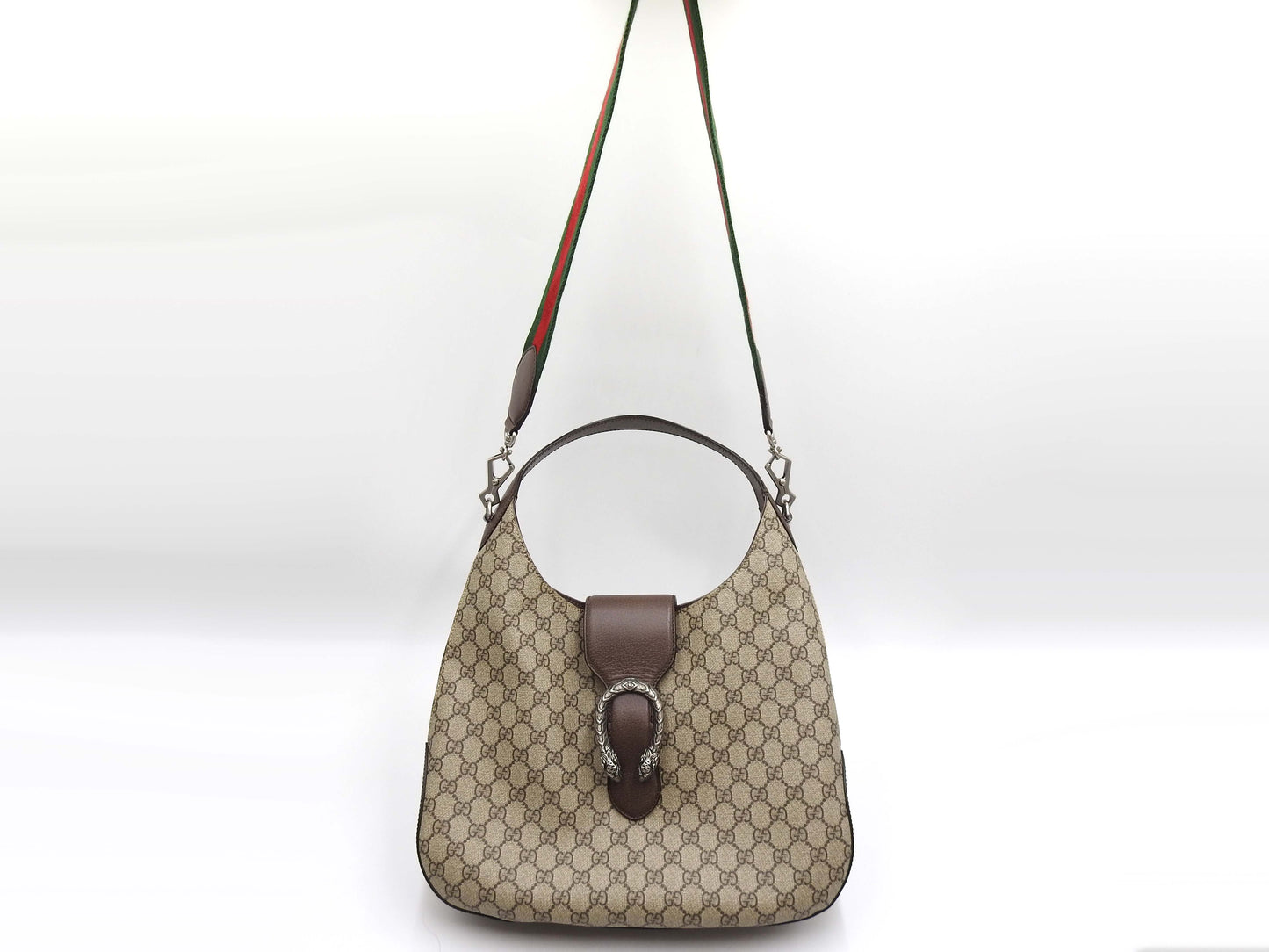 GUCCI Dionysus GG Supreme Medium Hobo Shoulder Bag PVC Beige Brown 446687