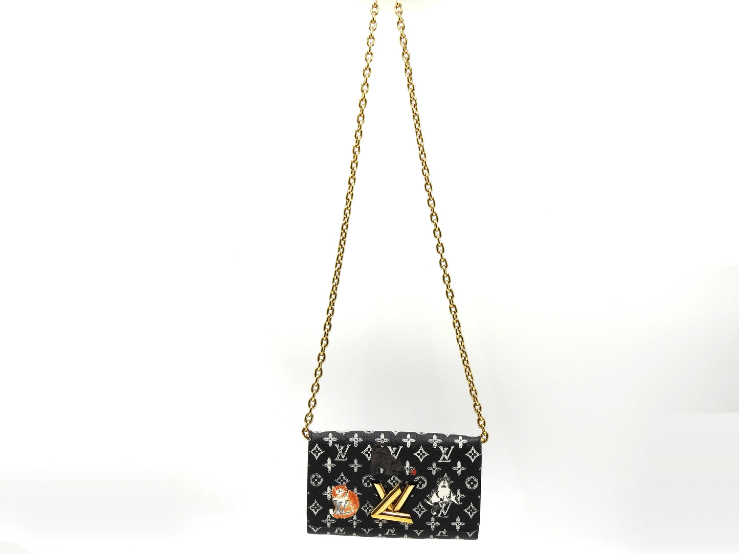 LOUIS VUITTON Monogram Catogram Portefeuil Twist Chain Wallet Bag M63888