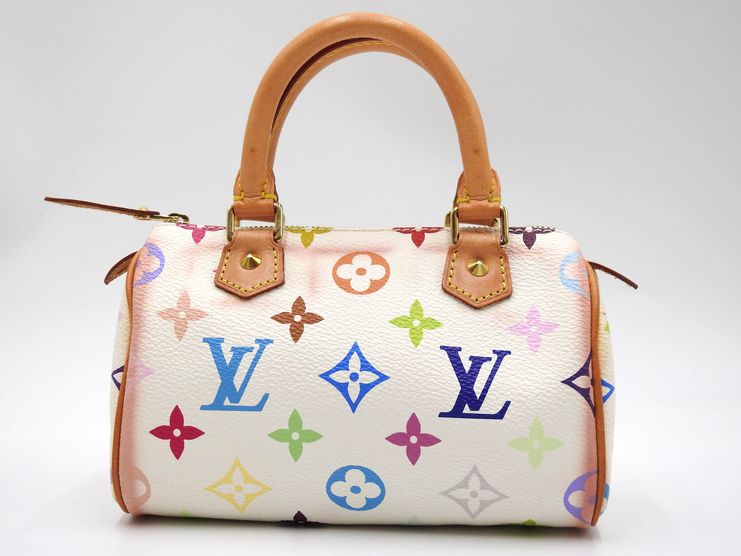 LOUIS VUITTON Monogram Mini Speedy Hand Bag Multicolor Bron White M92645