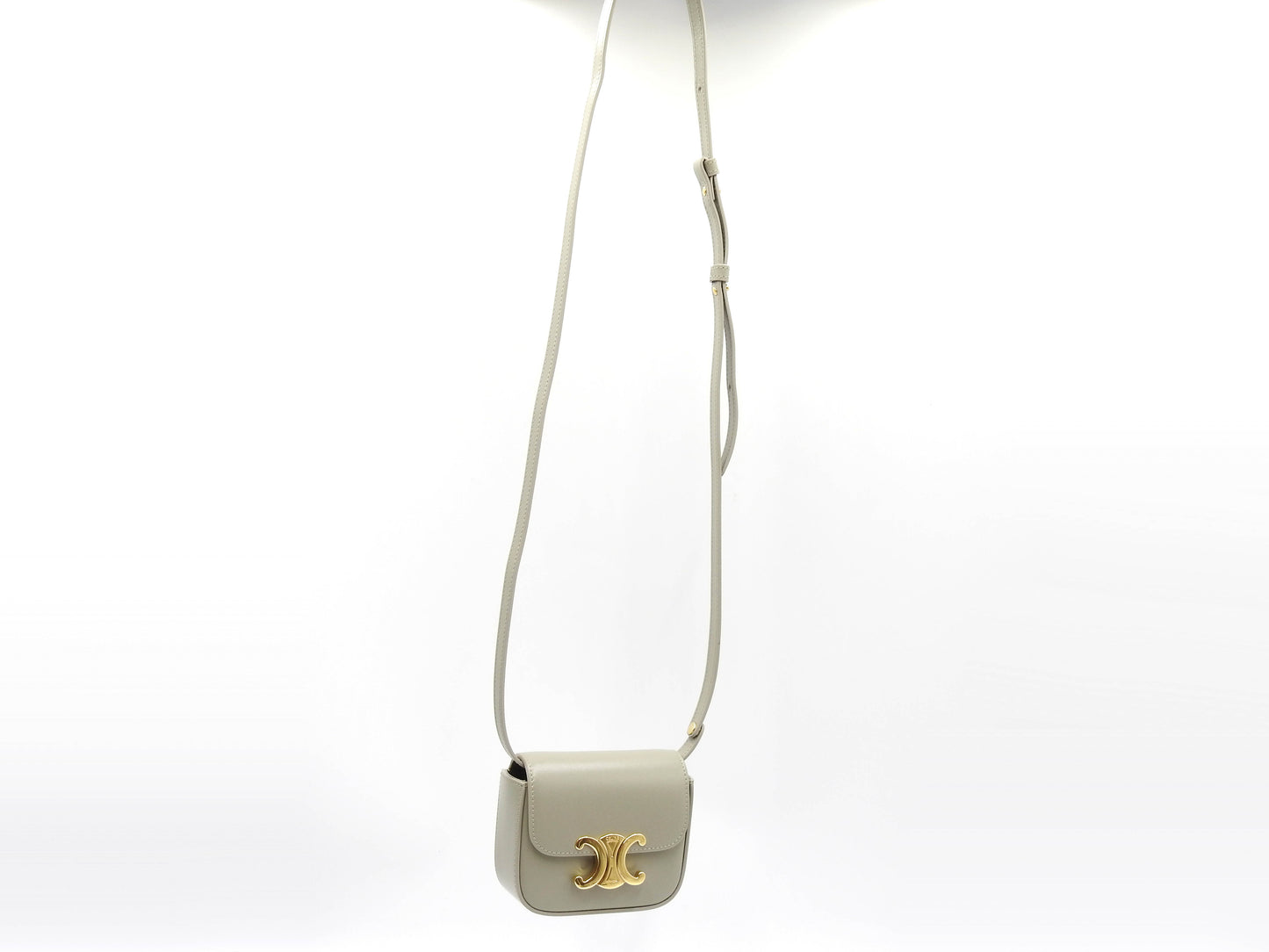 CELINE Mini Claude Triomphe Shoulder Bag Shiny Calfskin Green 10I513DPV