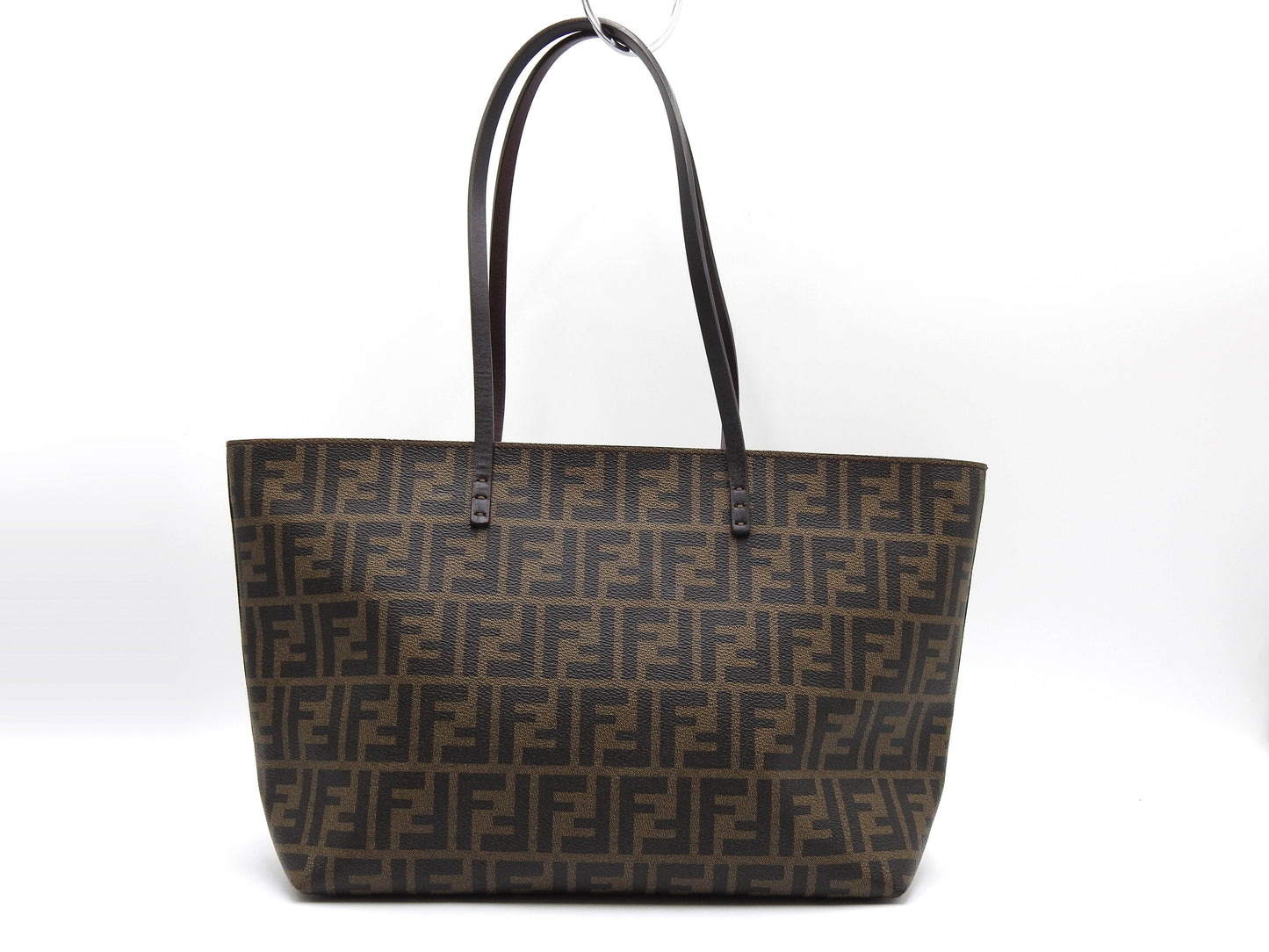 FENDI Zucca Tote Roll Bag Shoulder Bag PVC Khaki Brown 8BH198