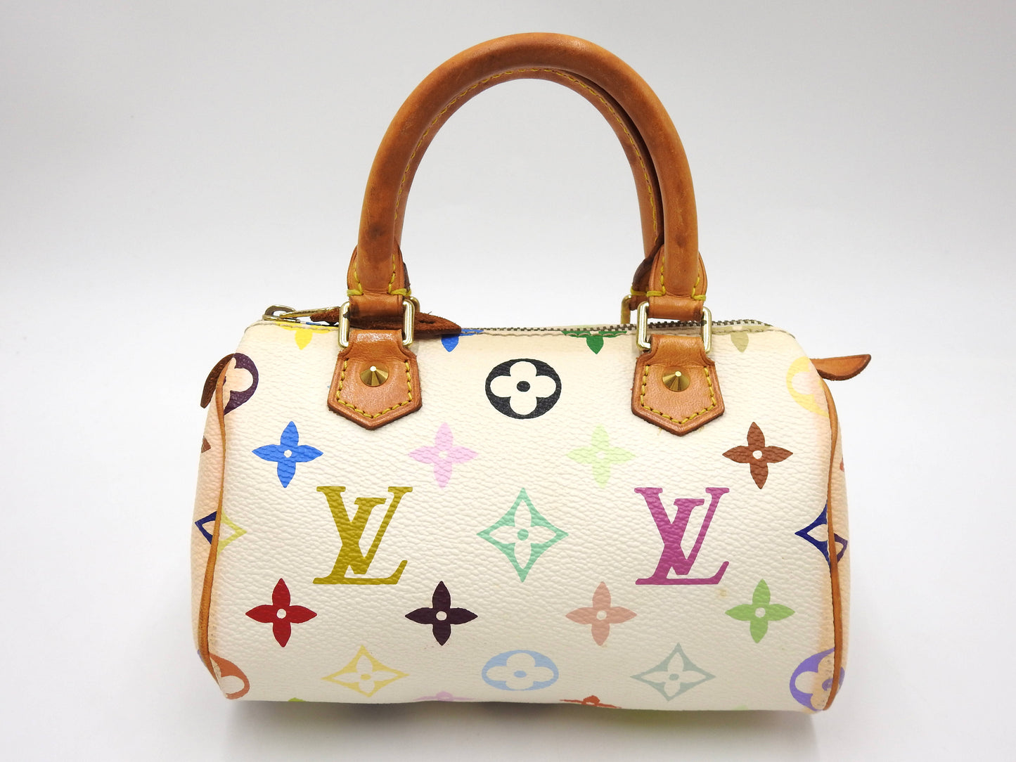 LOUIS VUITTON Monogram Mini Speedy Hand Bag Multicolor Bron White M92645